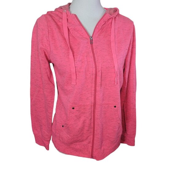 Made for Life Full Zip Sweatshirt Hooded Drawstring Women Large Hot Pink Heather - Picture 10 of 10